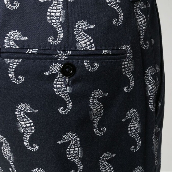Dolce & Gabbana Dark Blue & White Seahorse Print Slim Fit Chino Pant 34" Waist - Picture 5 of 16